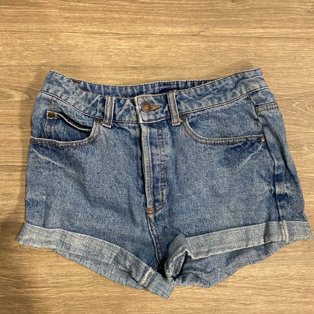 Medium wash denim shorts